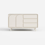 Cream Curved Sideboard Cabinet, Modern Buffet Storage Cabinet with Drawers for Home 30