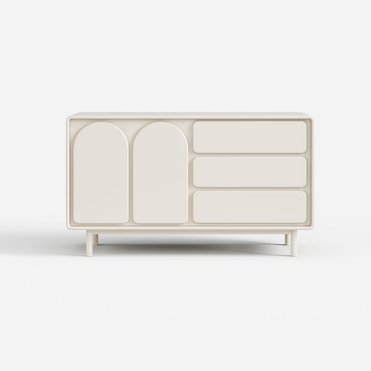 Cream Curved Sideboard Cabinet, Modern Buffet Storage Cabinet with Drawers for Home 30