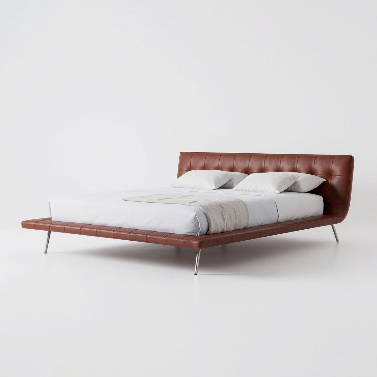 Vertical Stitching Retro Leather Bed MJ-C31