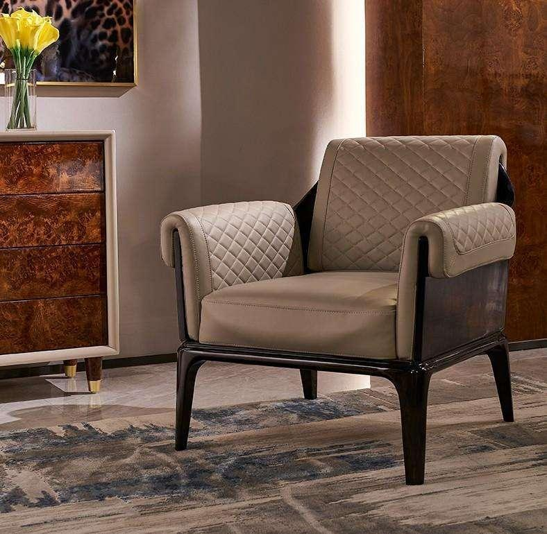 Luxury Cream Quilted Leather Armchair