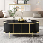 Modern Luxury Oval shaped Fluted Coffee Table