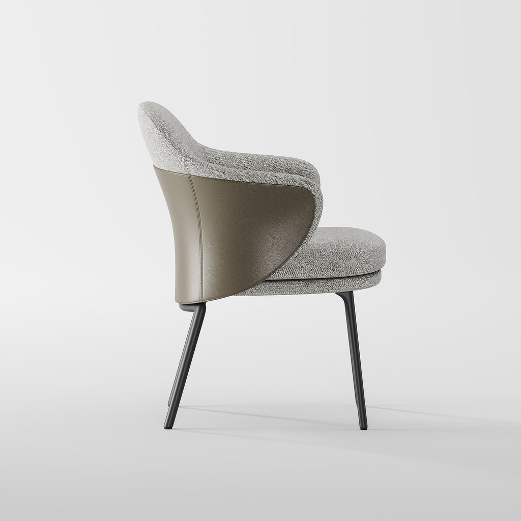 Minimalist Curved Upholstered Dining Chair for Villa Dining Room DC-1007