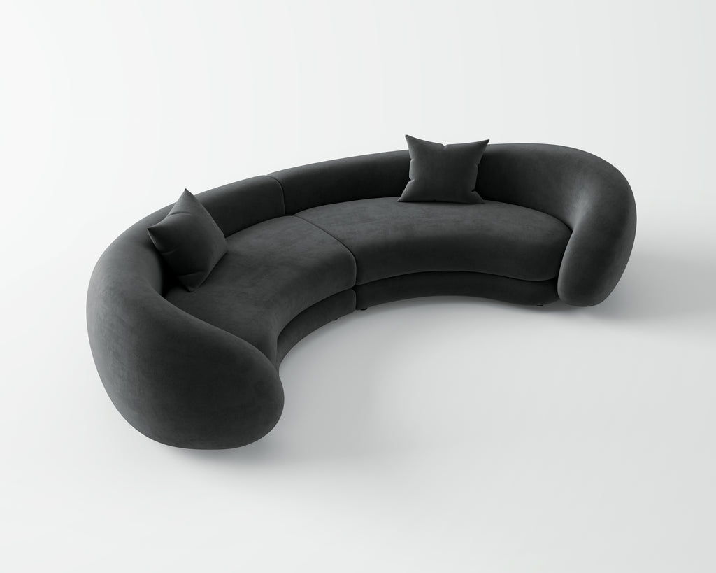 Dark Leather Curved Sofa for Commercial Hotel QY-S1708