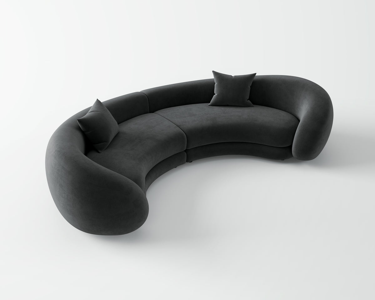 Dark Leather Curved Sofa for Commercial Hotel QY-S1708