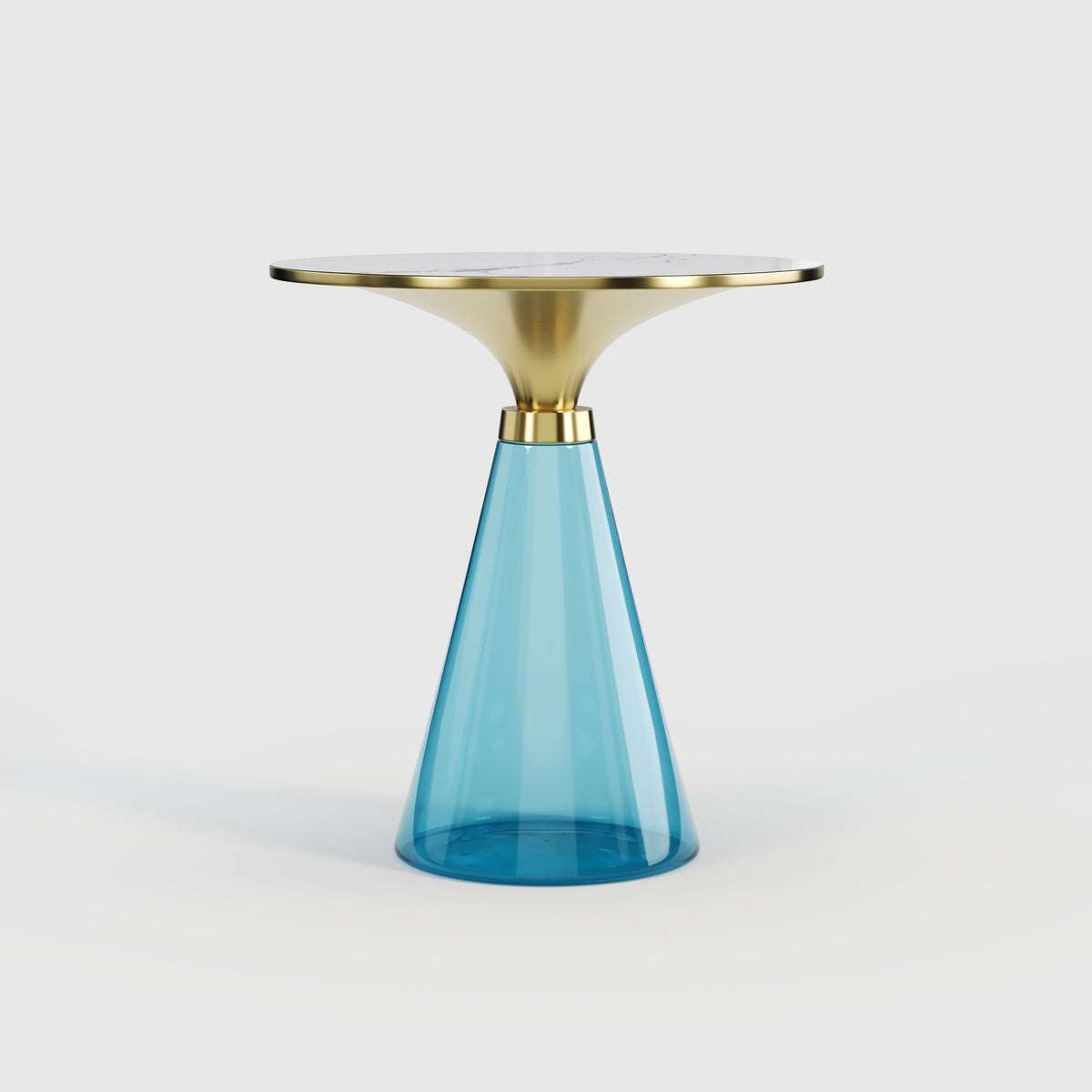 Purple Glass & Gold Metal Side Table, Luxury Decorative Accent End Table for Villa Interior A001