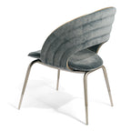Luxury Blue Velvet Shell Chair with Metallic Legs