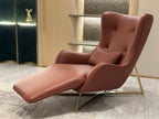 Brown Leather Modern Chaise Lounge
