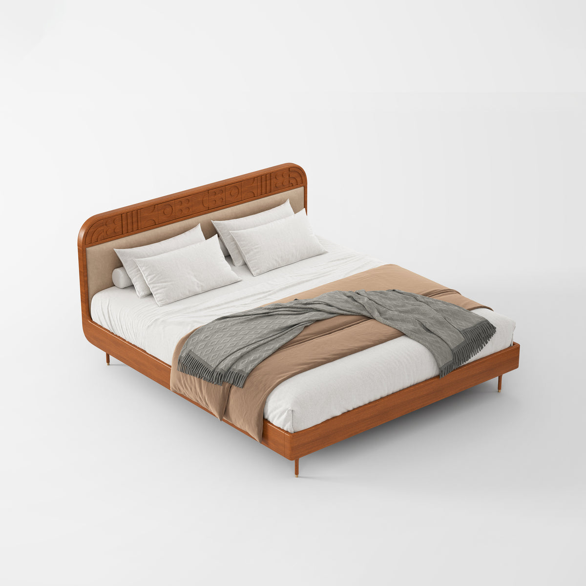 Vintage Solid Wood Headboard Upholstered Bed MJ-C46
