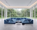 Irregular Wave Blue Modular Fabric Sofa for Art Villa Living Room QY-S1556