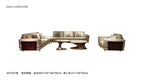 Modern Beige Leather Sofa with Accent Pillows