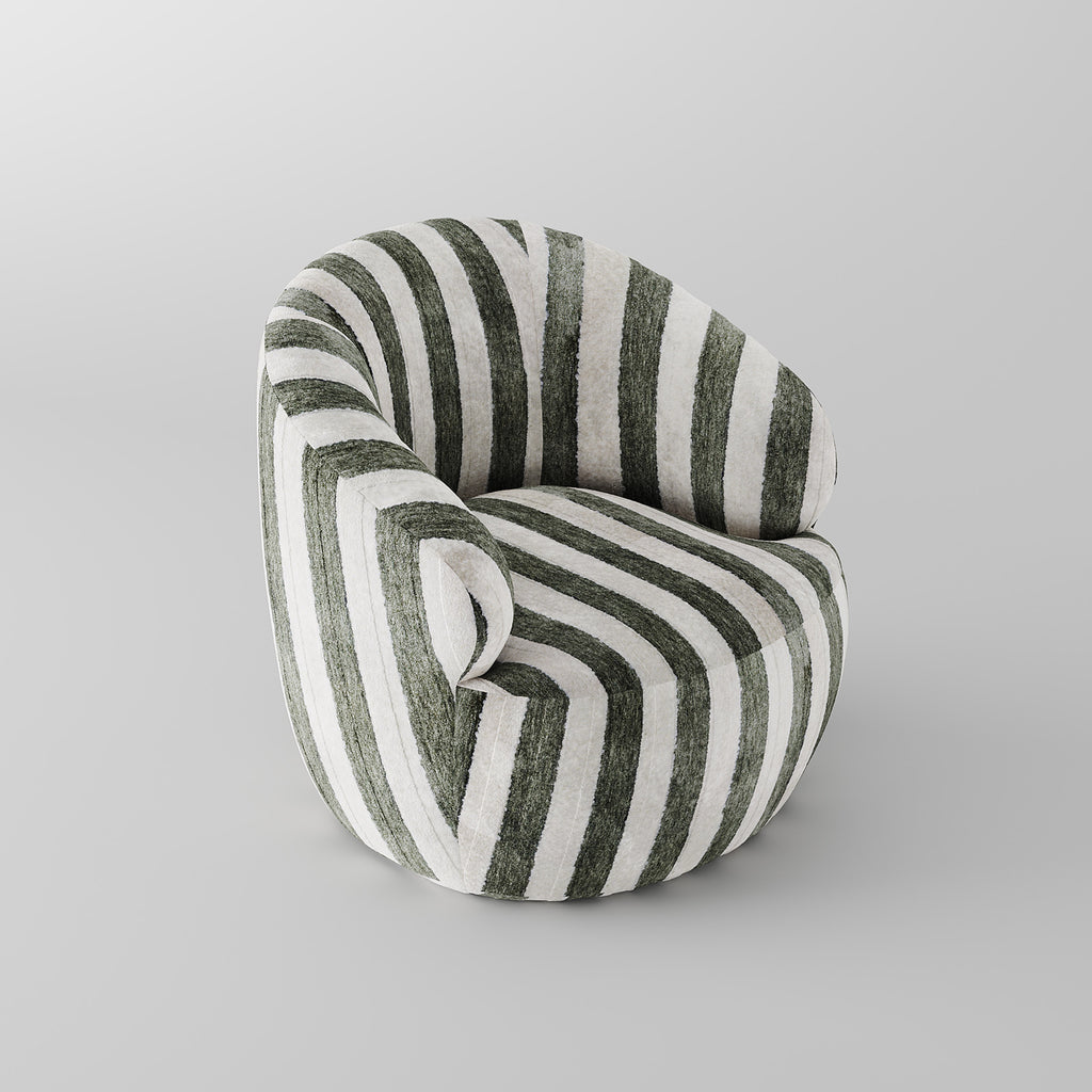 Striped Upholstered Accent Lounge Chair for Leisure Space LC-1021