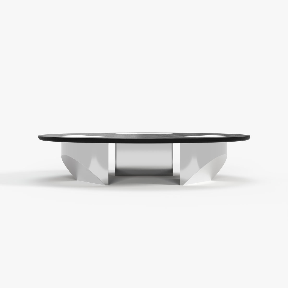 Round Black Marble Coffee Table with Metal Base, Modern Minimalist Center Table for High-end Residence A007