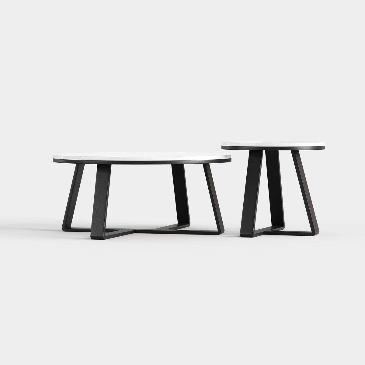 Minimalist Nesting Round Coffee Table Set, Sintered Stone Top Center Table for Modern Apartment Living Room A017