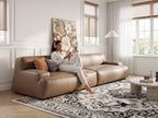 Retro Brown Genuine Leather Sectional Sofa 619
