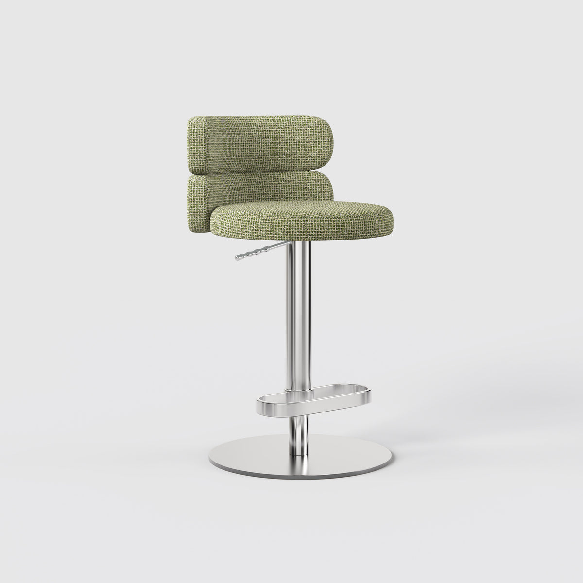 Modern Grey Linen Fabric Bar Stool, Adjustable Swivel Counter Stool Double Layer Backrest Golden Metal Base GD-100