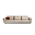 Modern Beige Leather Sofa with Accent Pillows