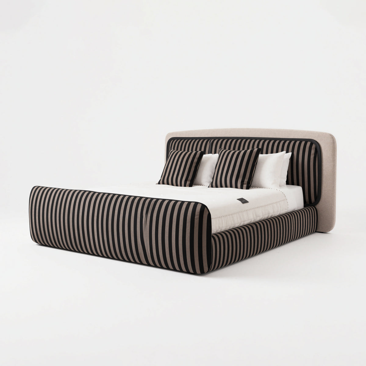 Striped Textured Upholstered Bed MJ-C42
