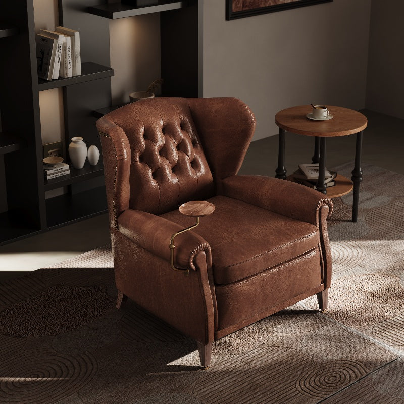 Light Luxury High-end Oil Wax Leather Retro Godfather Chair