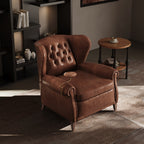 Light Luxury High-end Oil Wax Leather Retro Godfather Chair