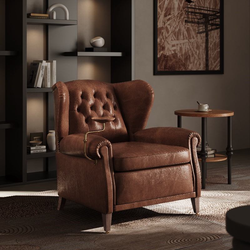 Light Luxury High-end Oil Wax Leather Retro Godfather Chair