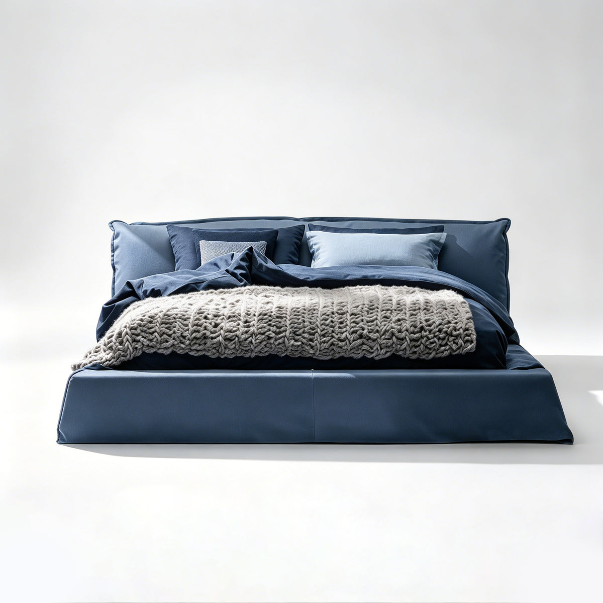 Deep Blue Luxury Upholstered Platform Bed MJ-C46