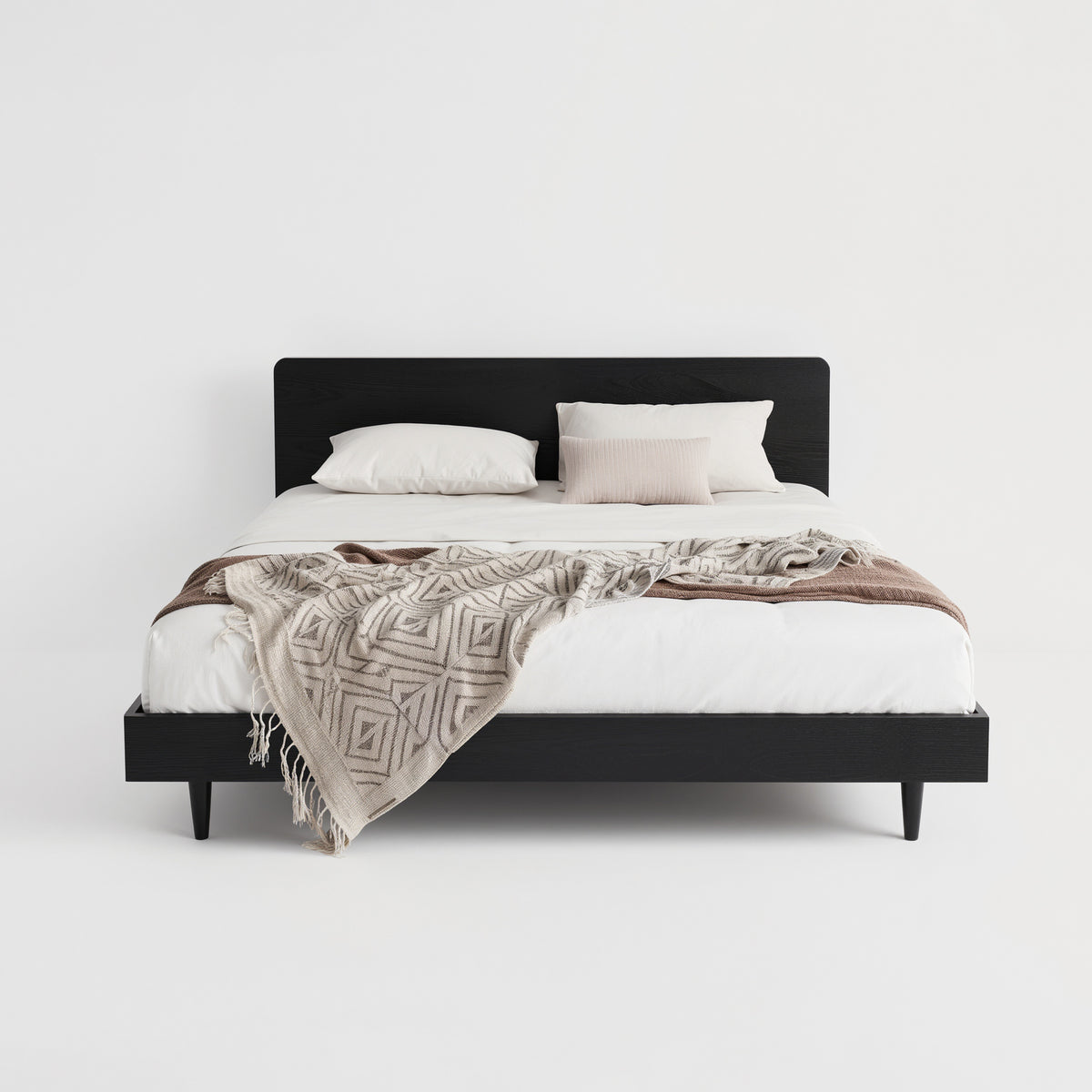 Sleek Black Frame Simple Upholstered Bed MJ-C48