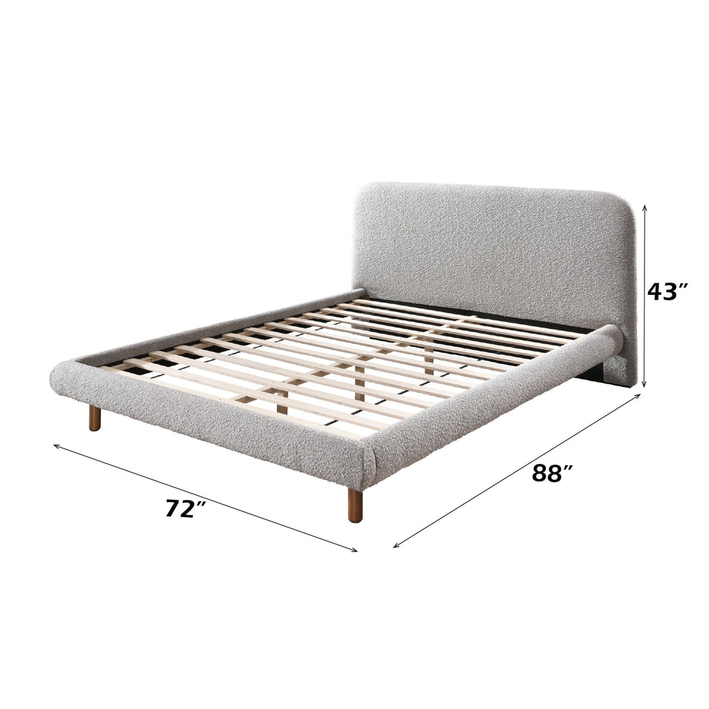 Gray Boucle Queen Bed