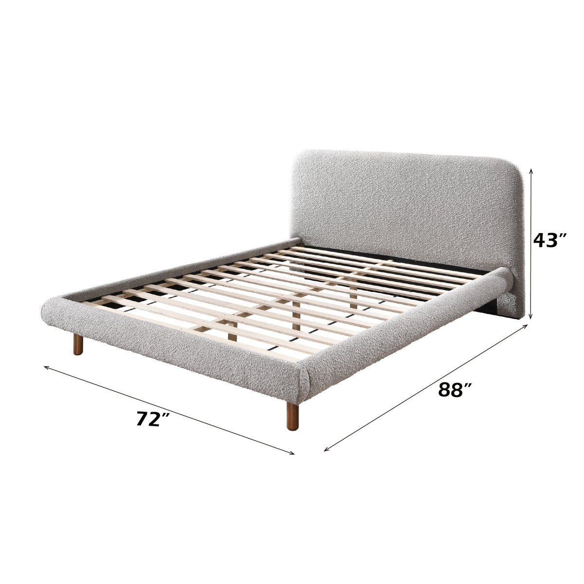 Gray Boucle Queen Bed