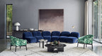 Curved Arc Blue Plush Combination Sofa QY-S1584