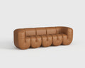 Vertical Tufted Brown Leather Curved Sofa for Luxury Residence QY-S1564