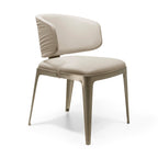 Elegant Beige Leather Chair with Metallic Frame