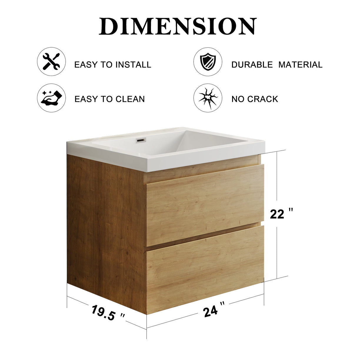 Wall-Mounted Bath Vanity in Old Wood with White Resin Vanity Top