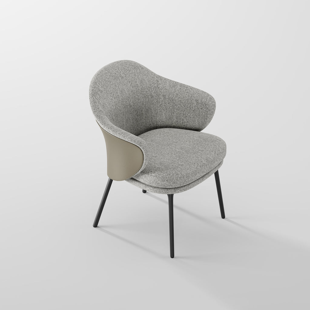 Minimalist Curved Upholstered Dining Chair for Villa Dining Room DC-1007