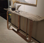 Luxury Marble-Top Console Cabinet with Metal Frame