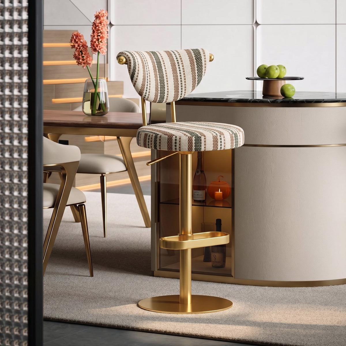 Modern Striped Fabric Bar Stool BS-270