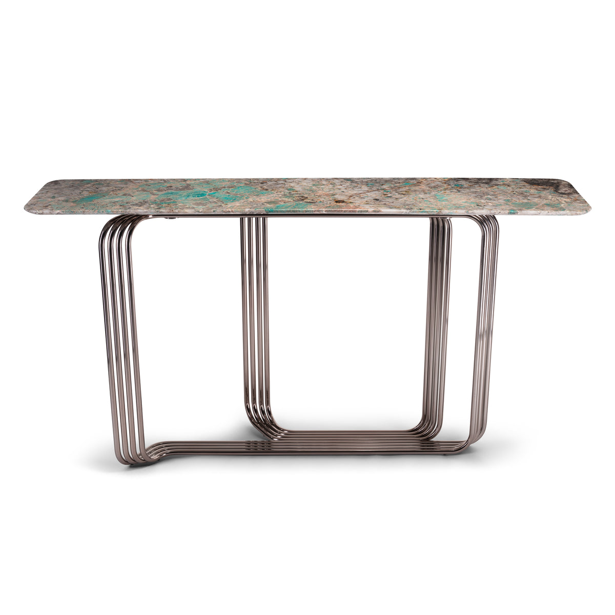 Luxury Marble-Top Console Cabinet with Metal Frame