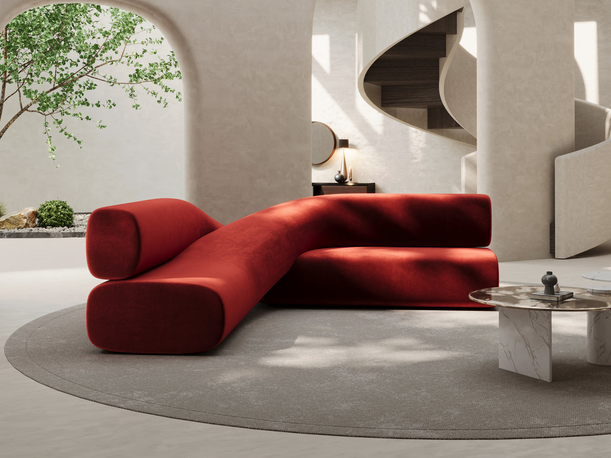 Twisted Sculptural Red Fabric Sofa for High-end Lobby Project QY-S1561