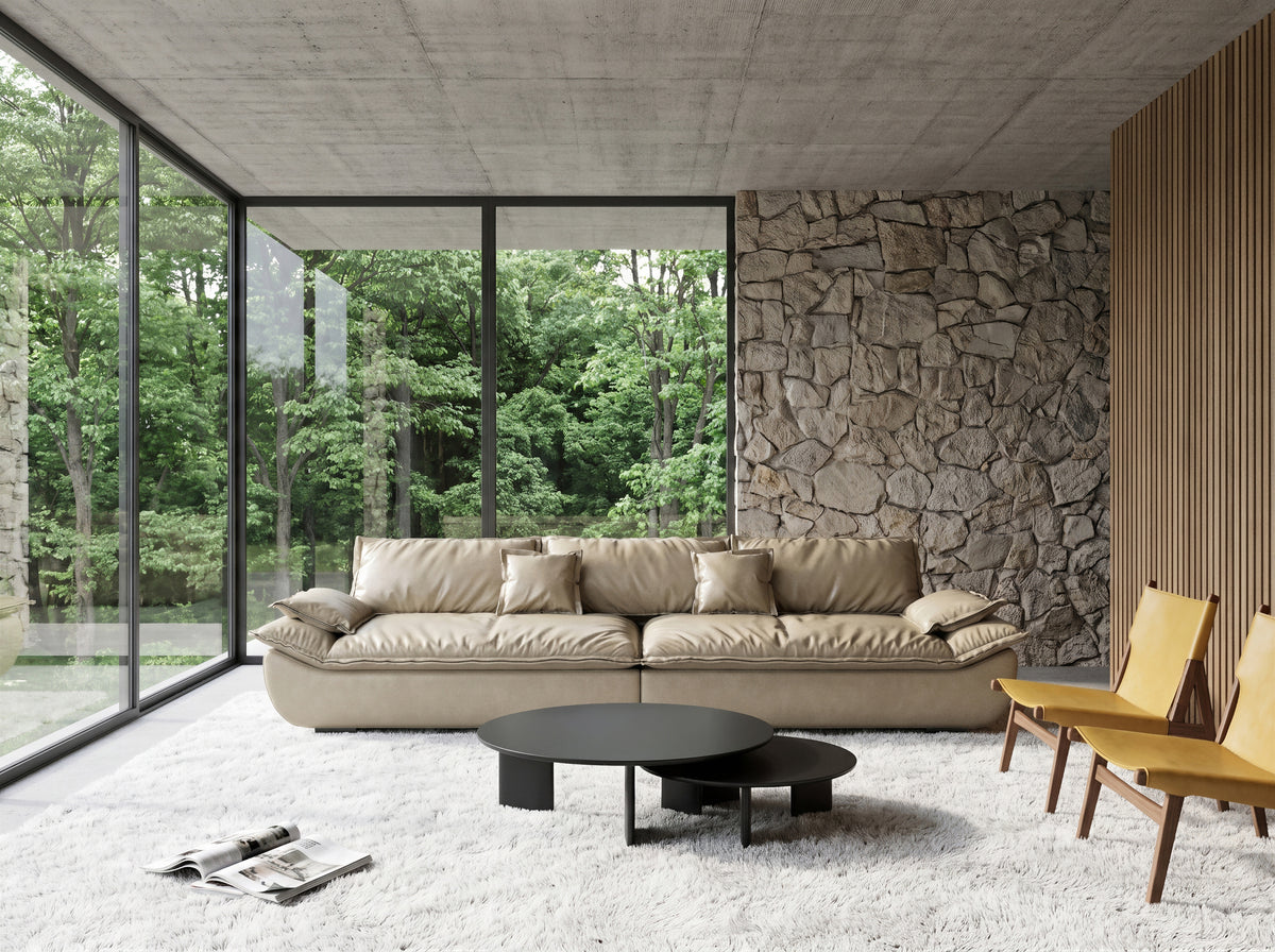 Italian Style Low‑profile Fabric Sectional Sofa, Large Size Living Room Home Sofa  665#