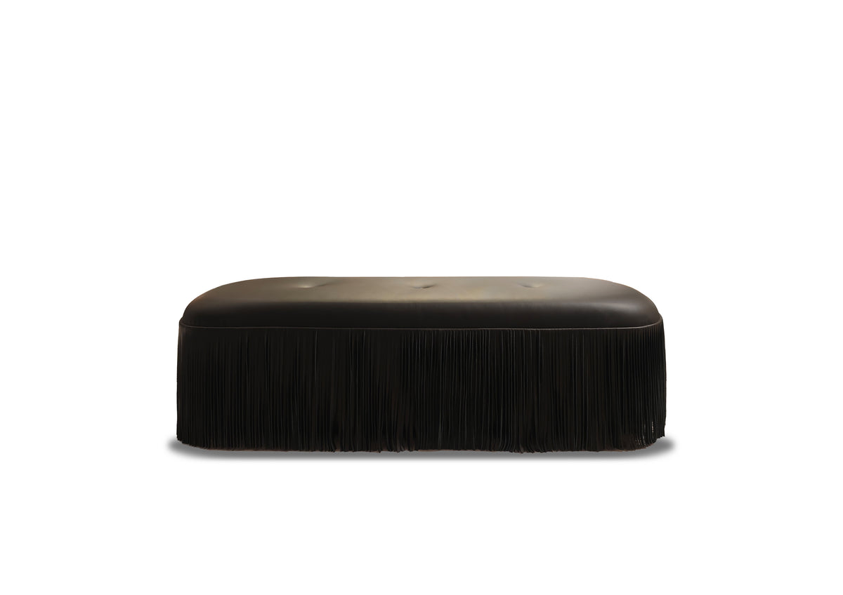 Luxury Fringed Leather Ottoman