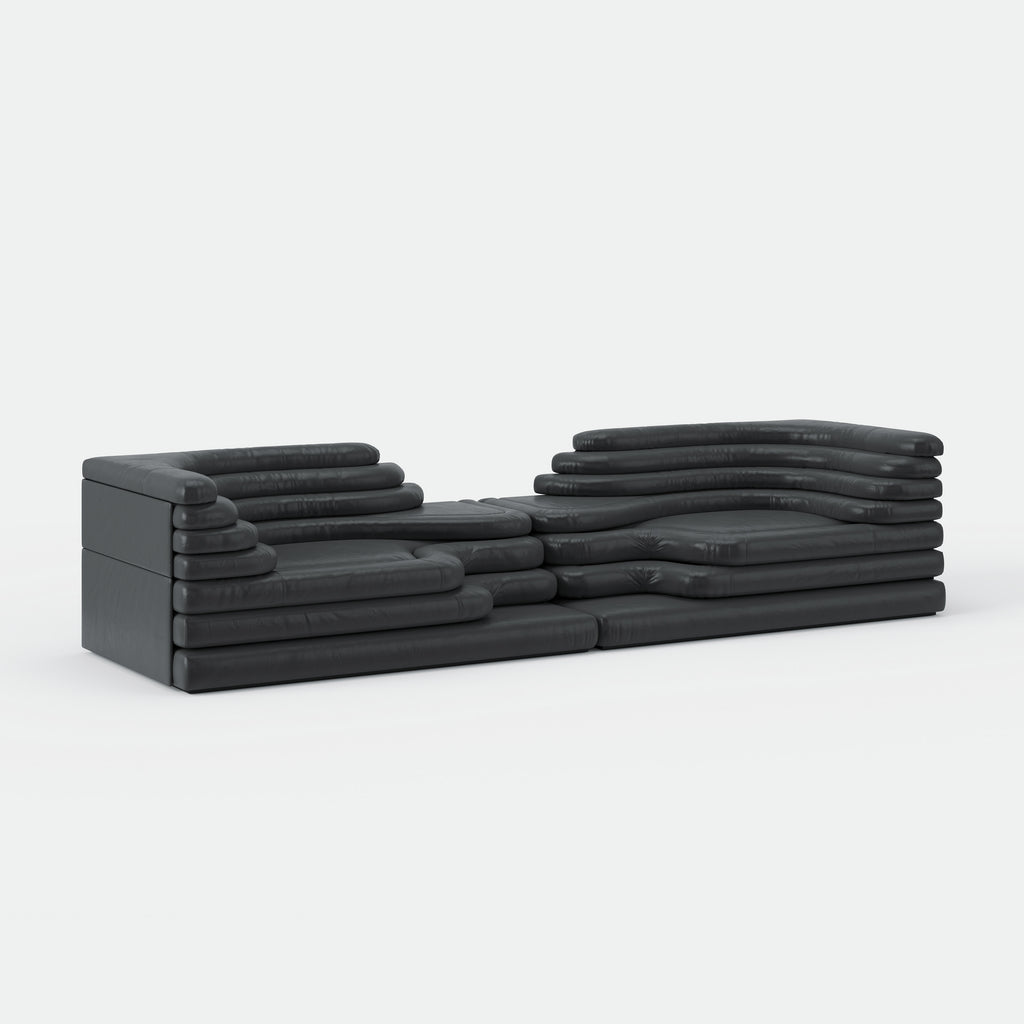 Layered Stacked Black Creative Designer Sofa for High-end Residence QY-S1789