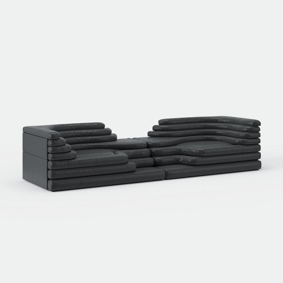 Layered Stacked Black Creative Designer Sofa for High-end Residence QY-S1789