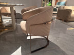 Luxury Beige Leather Armchair with Gold Deco