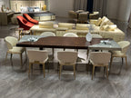 Luxury Wood and Stone Inlay Table with Gold Accents