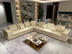 Beige Modular Sectional Sofa with Built-in Lighting and Storage