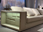 Beige Modular Sectional Sofa with Built-in Lighting and Storage