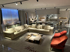 Beige Modular Sectional Sofa with Built-in Lighting and Storage