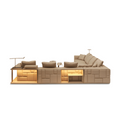 Beige Modular Sectional Sofa with Built-in Lighting and Storage