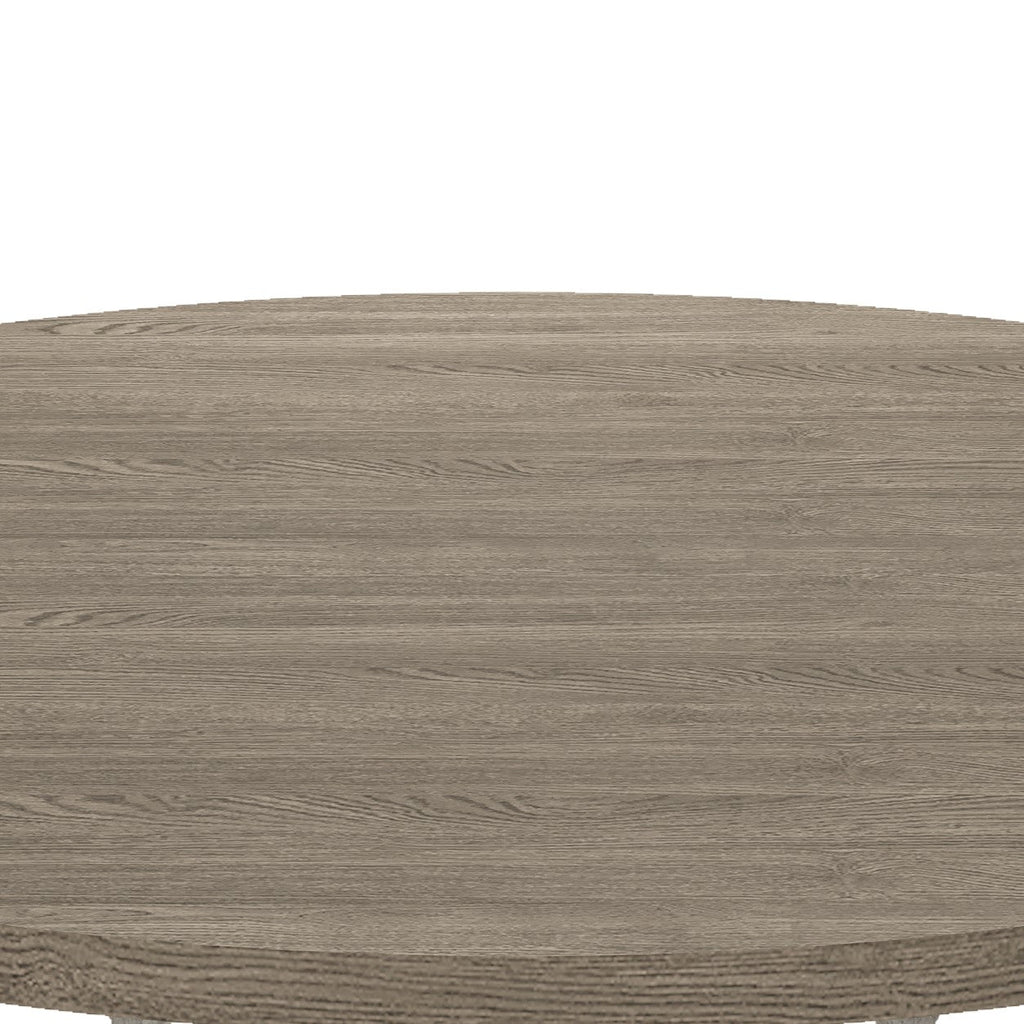 59"W Round White and Gray 5-Pc Dining Table Set