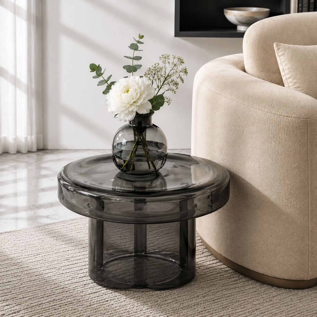 Nordic Minimalist Stained Glass Accent Table – Fully Assembled | CAROCC