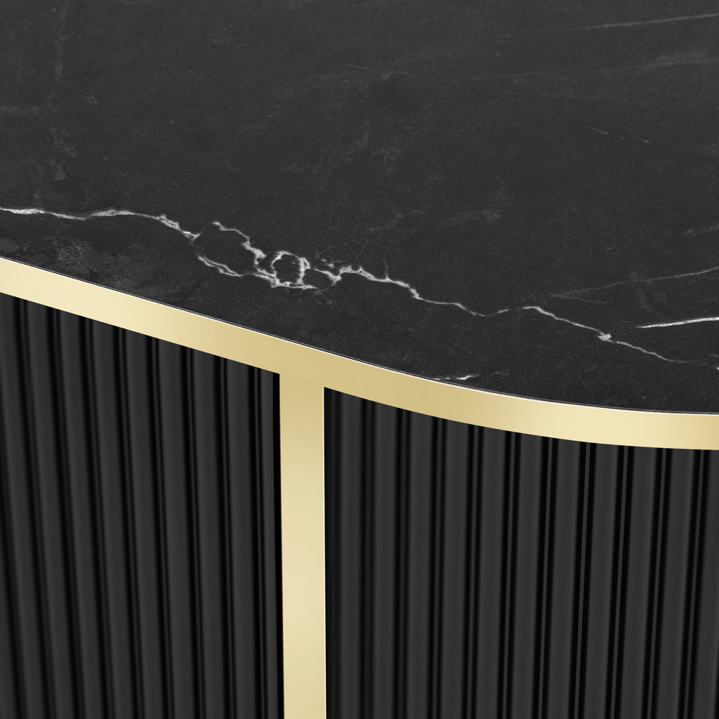 Modern Luxury Oval shaped Fluted Coffee Table